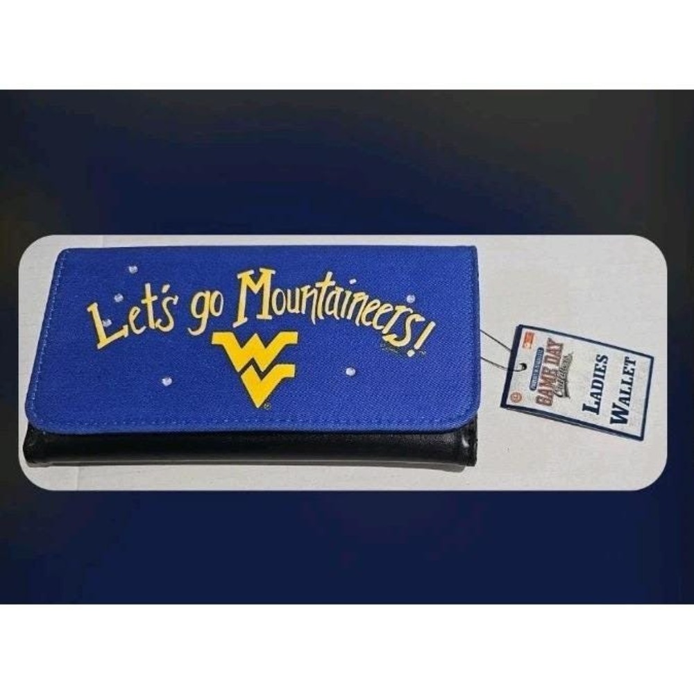 West Virginia Mountaineers WVU Ladies Wallet Blue Gold Rhinestone NCAA NWT